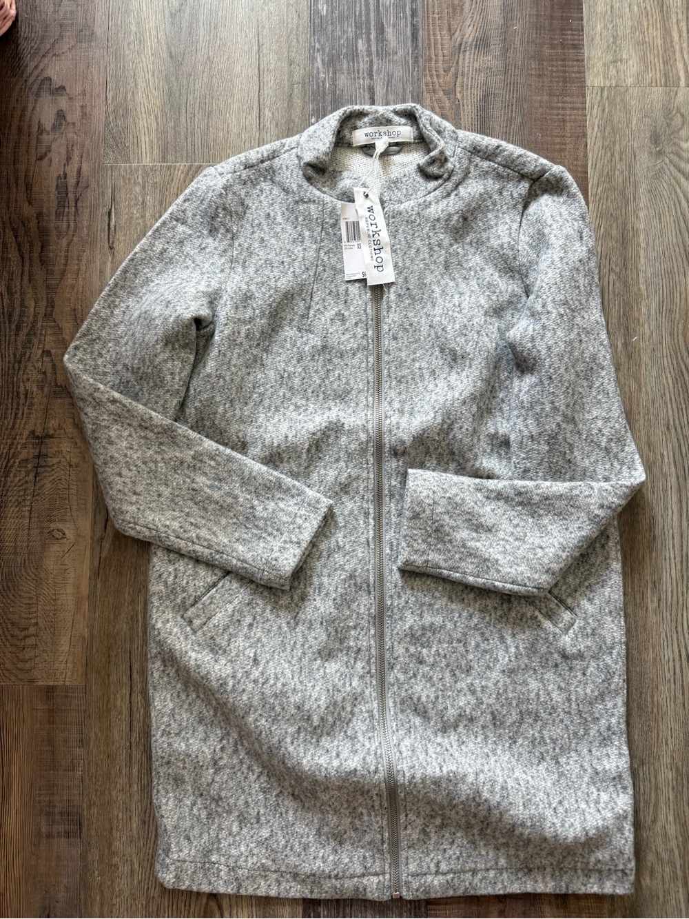 Workshop Republic Clothing Light Heather Gray Zip-Front Trench Coat